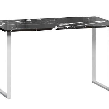 Кухонный стол из камня Стол обеденный Годмар Мрамор Блэк с белым основанием   1627045